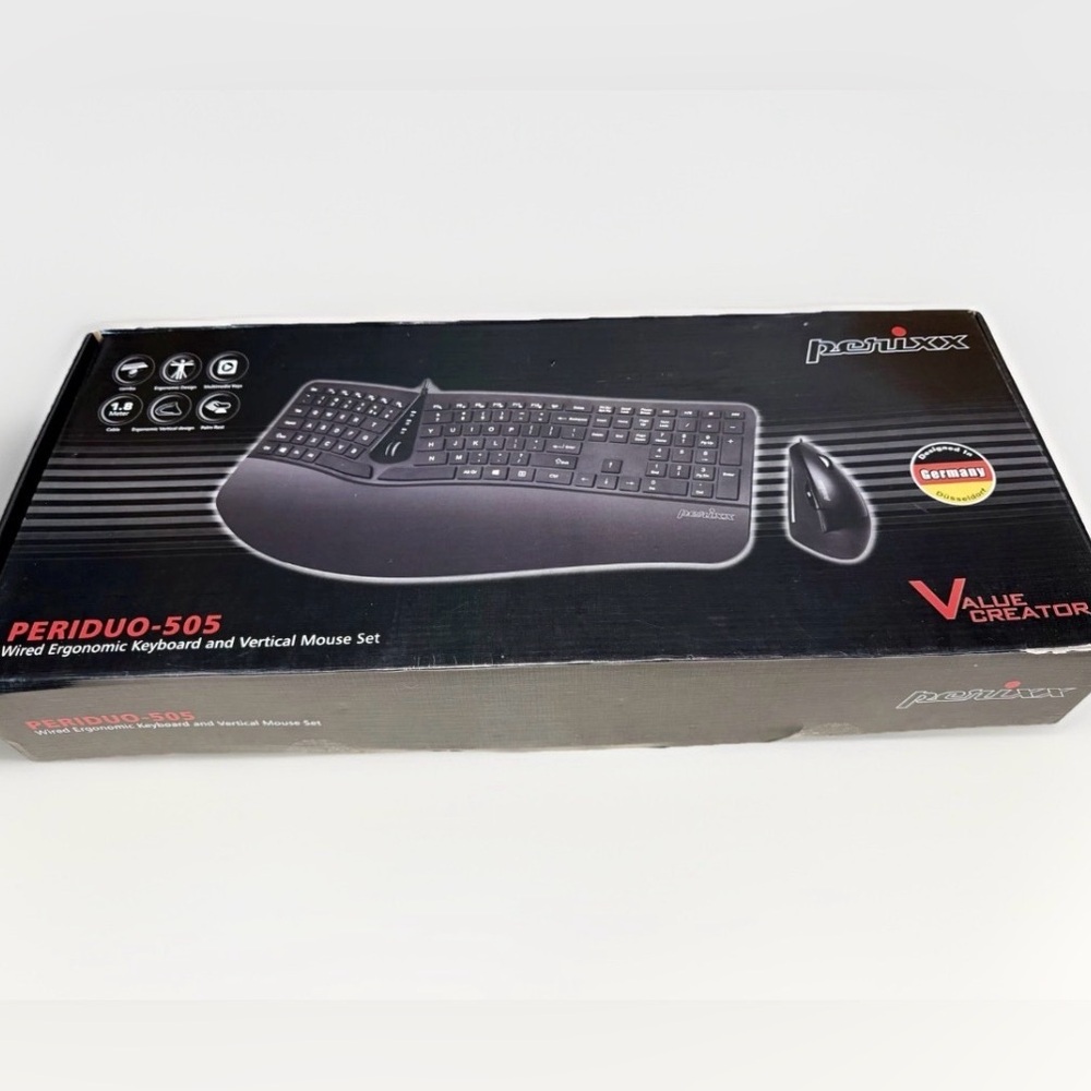 Perixx PERIDUO-505, Ergonomic Keyboard and Mouse Combo with Adjustable Palm Rest